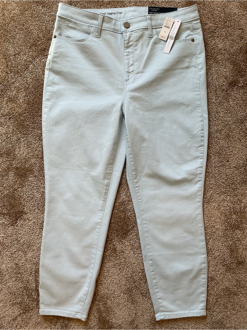 Talbots Flawless High Waist Jegging Crop Denim Jean Pale Mint Green $90 NWT 10